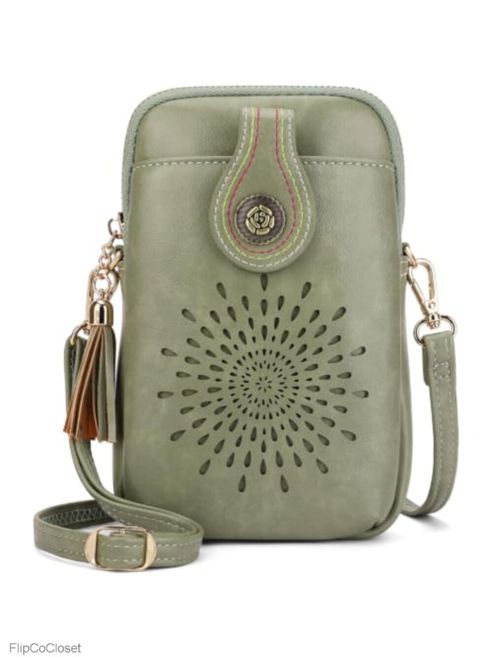 Vegan Leather Crossbody Phone Purse with Tassels